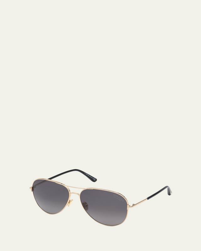 Clark Metal Aviator Sunglasses, Brown/Gold